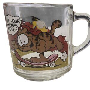Pair of Garfield McDonald's Souvenir Mugs by Anchor Hocking Vintage 1980's